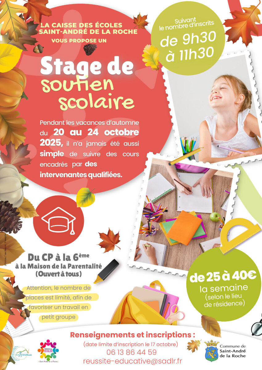 stage de soutien scolaire automne